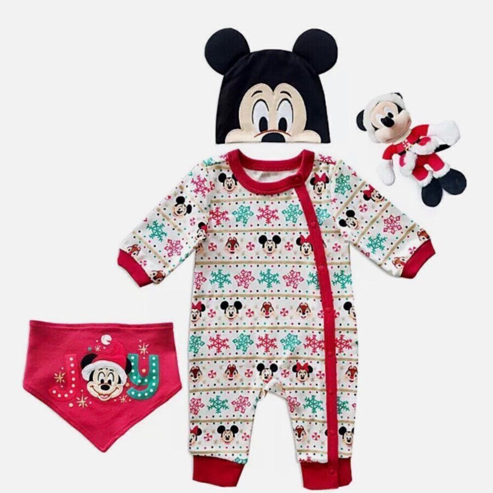 Disney Store Mickey Mouse Holiday Gift Set Baby Size 3-6 Months NEW WITH TAG